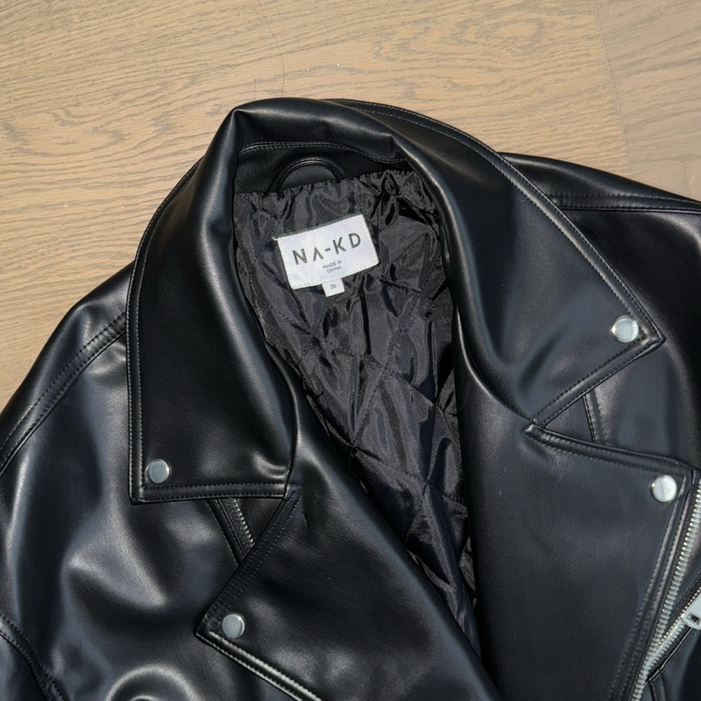 NA-KD Oversized Moto Leather Jacket - Picture 2 of 2